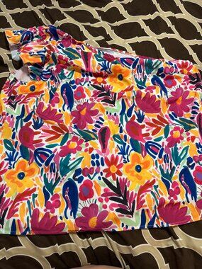 Shein Curve Bright Floral One Shoulder Ruffle Top Plus Size 3XL